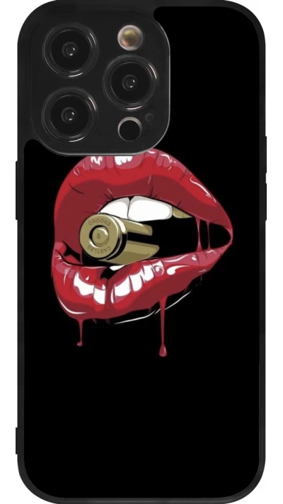 Coque iPhone 14 Pro - Silicone rigide noir Lips bullet