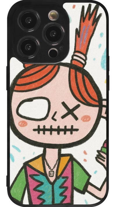 Coque iPhone 14 Pro - Silicone rigide noir Little Girl Sketch
