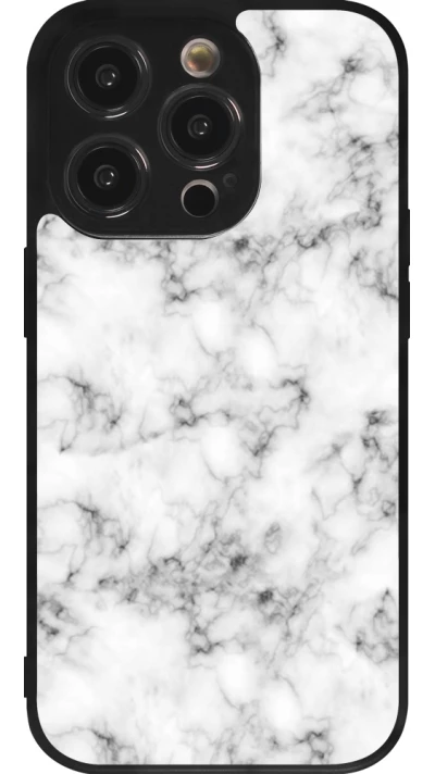 Coque iPhone 14 Pro - Silicone rigide noir Marble 01