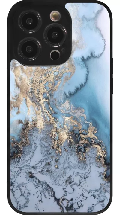 Coque iPhone 14 Pro - Silicone rigide noir Marble 04