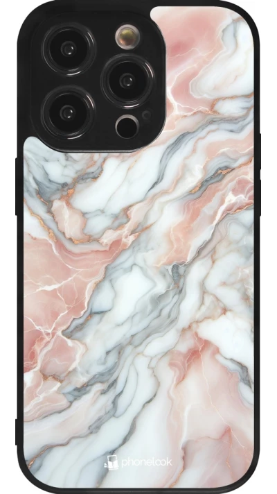 iPhone 14 Pro Case Hülle - Silikon schwarz Rosa Leuchtender Marmor