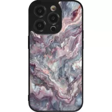 iPhone 14 Pro Case Hülle - Silikon schwarz Violetter silberner Marmor