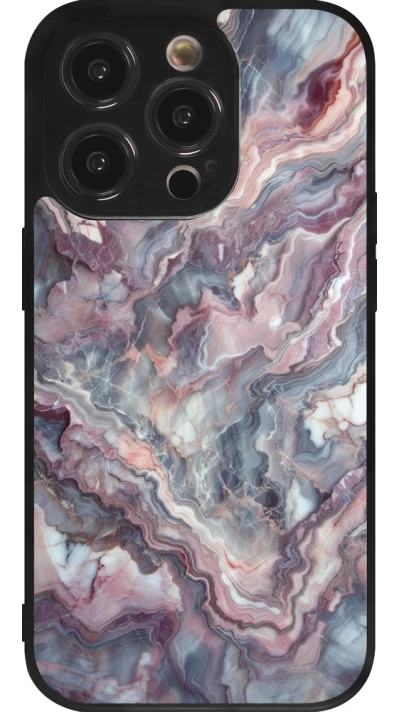iPhone 14 Pro Case Hülle - Silikon schwarz Violetter silberner Marmor