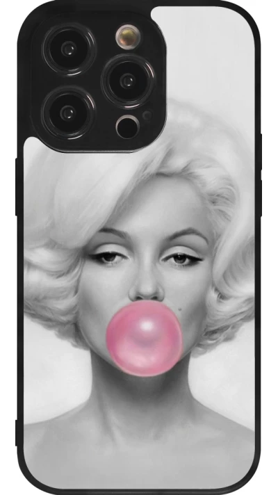 Coque iPhone 14 Pro - Silicone rigide noir Marilyn Bubble