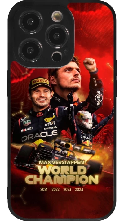 Coque iPhone 14 Pro - Silicone rigide noir Max Verstappen Champion 2023