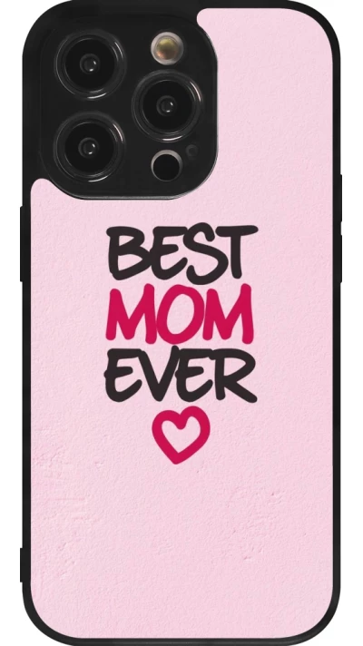 Coque iPhone 14 Pro - Silicone rigide noir Mom 2023 best Mom ever pink
