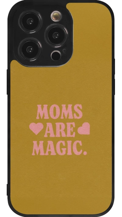 Coque iPhone 14 Pro - Silicone rigide noir Mom 2026 Are Magic