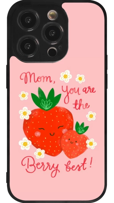 Coque iPhone 14 Pro - Silicone rigide noir Mom 2026 Berry best