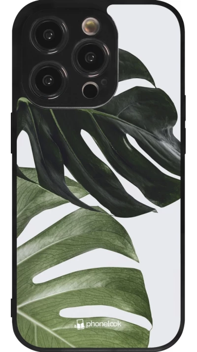 Coque iPhone 14 Pro - Silicone rigide noir Monstera Plant