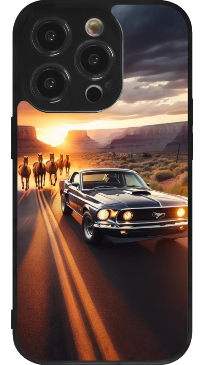 Coque iPhone 14 Pro - Silicone rigide noir Mustang 69 Grand Canyon