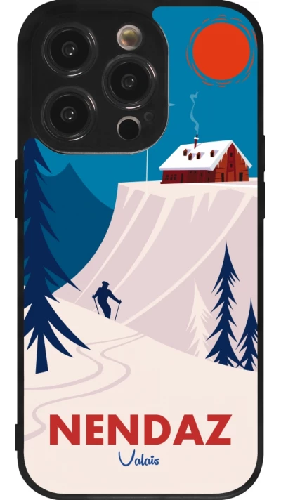 Coque iPhone 14 Pro - Silicone rigide noir Nendaz Cabane Ski