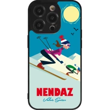 Coque iPhone 14 Pro - Silicone rigide noir Nendaz Ski Downhill