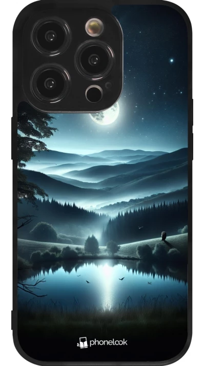 Coque iPhone 14 Pro - Silicone rigide noir Night Sky View