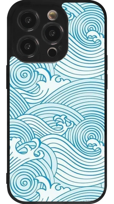Coque iPhone 14 Pro - Silicone rigide noir Ocean Waves