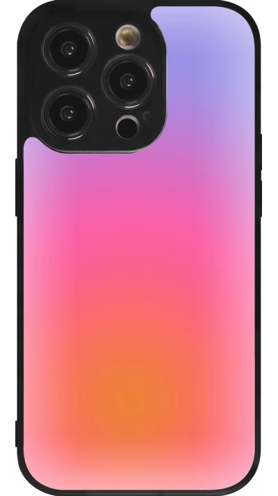 Coque iPhone 14 Pro - Silicone rigide noir Orange Pink Blue Gradient