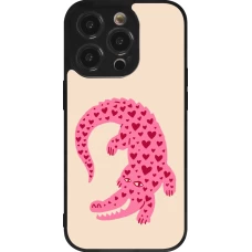 Coque iPhone 14 Pro - Silicone rigide noir Pink crocodile 2026