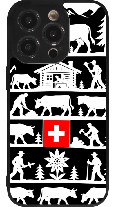 Coque iPhone 14 Pro - Silicone rigide noir Poya Suisse 1 noir