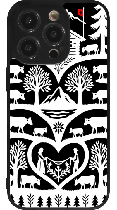 Coque iPhone 14 Pro - Silicone rigide noir Poya Suisse 2 noir