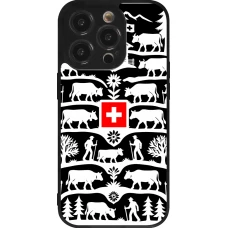 Coque iPhone 14 Pro - Silicone rigide noir Poya Suisse 3 noir