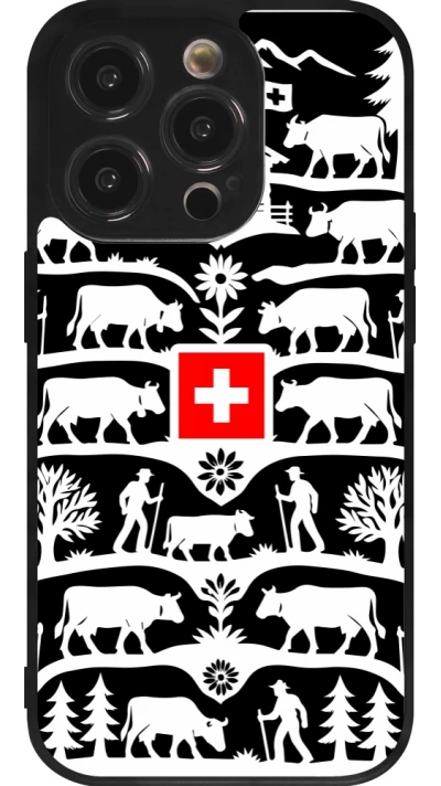 Coque iPhone 14 Pro - Silicone rigide noir Poya Suisse 3 noir