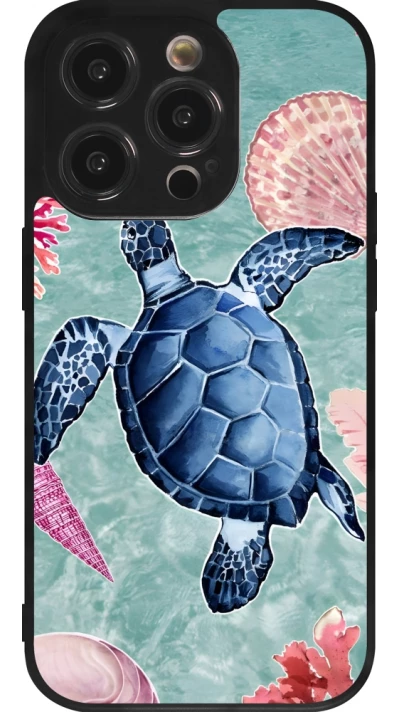 Coque iPhone 14 Pro - Silicone rigide noir Preppy Turtle