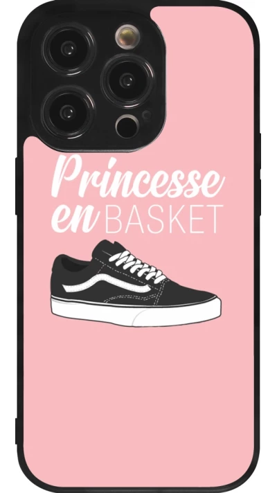 Coque iPhone 14 Pro - Silicone rigide noir princesse en basket