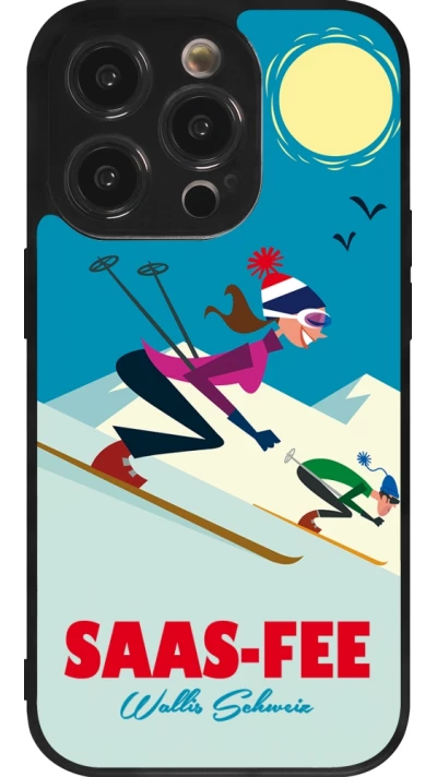 iPhone 14 Pro Case Hülle - Silikon schwarz Saas-Fee Ski Downhill