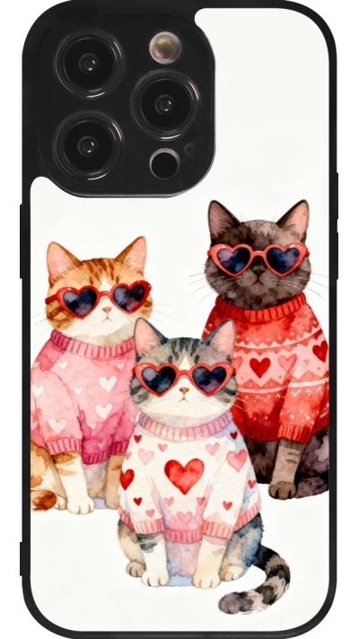 iPhone 14 Pro Case Hülle - Silikon schwarz Saint Valentines Day 26 Cat Love