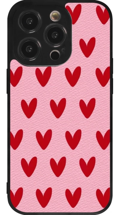 iPhone 14 Pro Case Hülle - Silikon schwarz Saint Valentines Day 26 Pattern heart