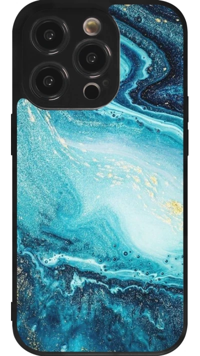 iPhone 14 Pro Case Hülle - Silikon schwarz Sea Foam Blue