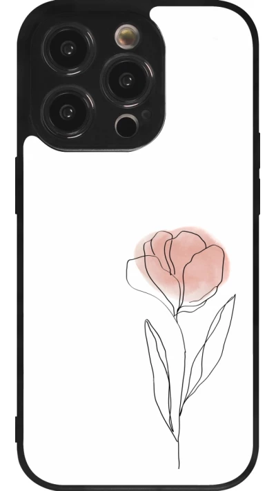 iPhone 14 Pro Case Hülle - Silikon schwarz Spring 23 minimalist flower