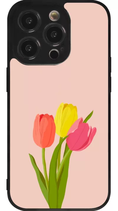 iPhone 14 Pro Case Hülle - Silikon schwarz Spring 23 tulip trio