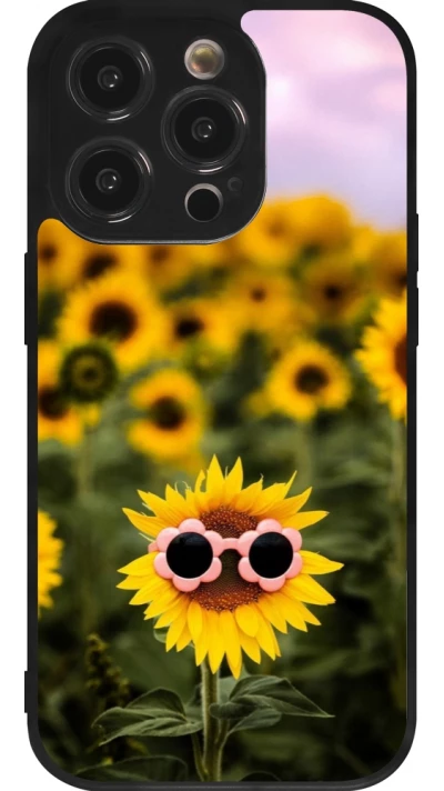 iPhone 14 Pro Case Hülle - Silikon schwarz Sunflower with glasses Spring 2026