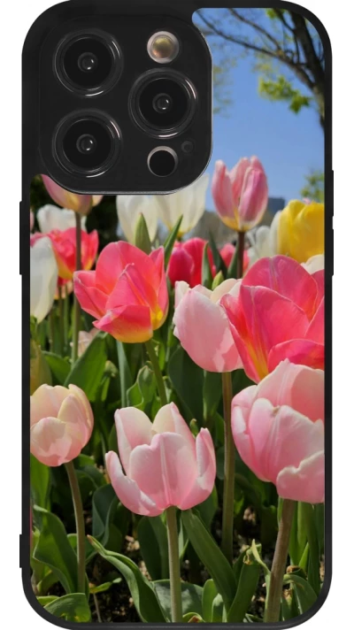 iPhone 14 Pro Case Hülle - Silikon schwarz Tulips Spring 2026