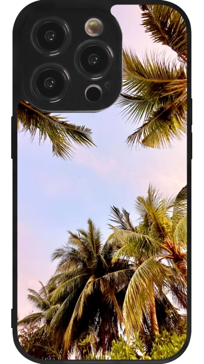 iPhone 14 Pro Case Hülle - Silikon schwarz Summer 2023 palm tree vibe