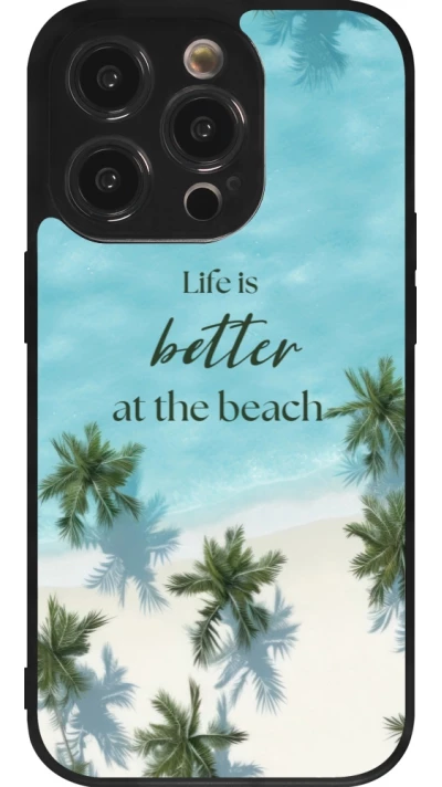 iPhone 14 Pro Case Hülle - Silikon schwarz Summer 2025 Life is better at the beach