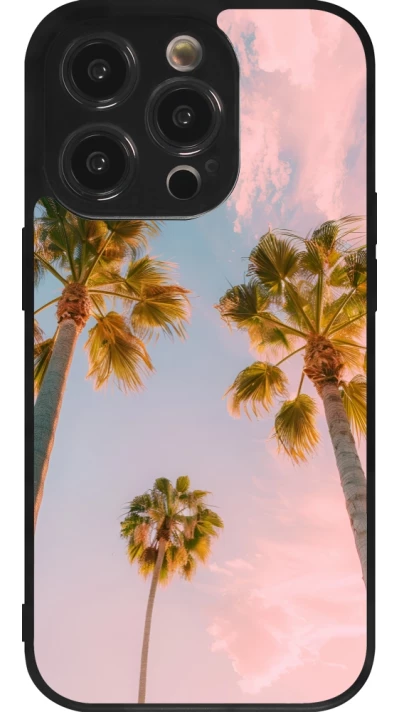iPhone 14 Pro Case Hülle - Silikon schwarz Summer 2025 Palmiers