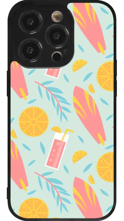 iPhone 14 Pro Case Hülle - Silikon schwarz Summer 2025 Pattern citron