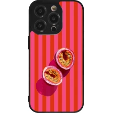 Coque iPhone 14 Pro - Silicone rigide noir Passion fruit Summer 2026