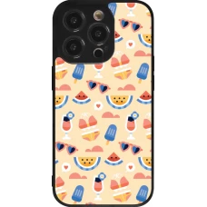 Coque iPhone 14 Pro - Silicone rigide noir Pattern Summer 2026