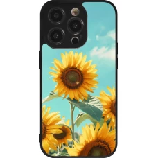 Coque iPhone 14 Pro - Silicone rigide noir Sunflowers Summer 2026