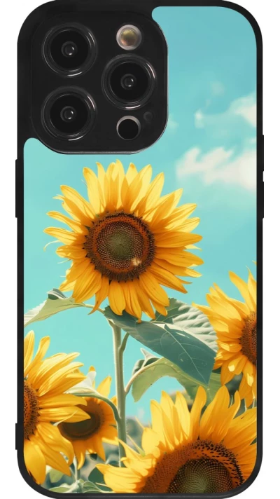 iPhone 14 Pro Case Hülle - Silikon schwarz Sunflowers Summer 2026