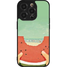 Coque iPhone 14 Pro - Silicone rigide noir Views through a watermelon Summer 2026