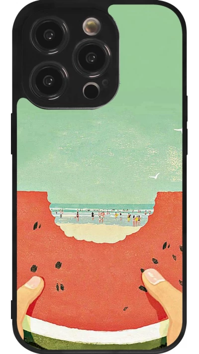 iPhone 14 Pro Case Hülle - Silikon schwarz Views through a watermelon Summer 2026