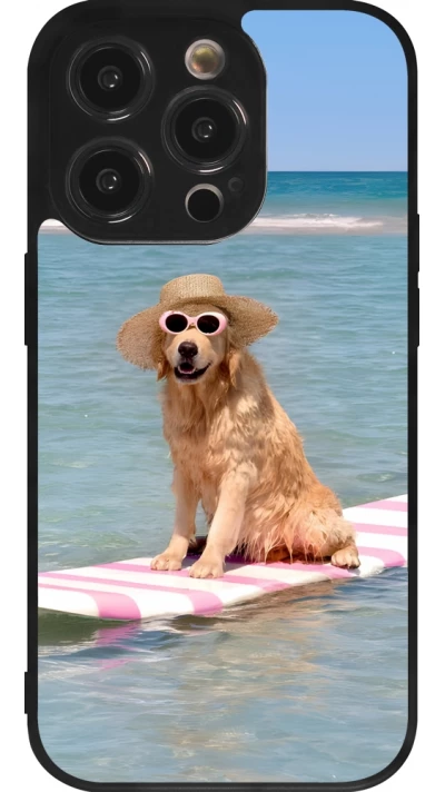 iPhone 14 Pro Case Hülle - Silikon schwarz Summer Dog on Paddle