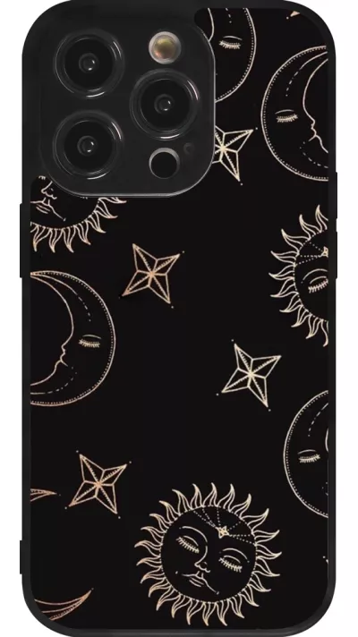 iPhone 14 Pro Case Hülle - Silikon schwarz Suns and Moons