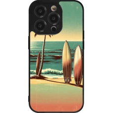 Coque iPhone 14 Pro - Silicone rigide noir Surf Paradise