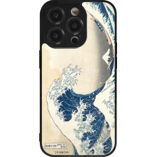 iPhone 14 Pro Case Hülle - Silikon schwarz Kunstbild - Die große Welle vor Kanagawa - Hokusai