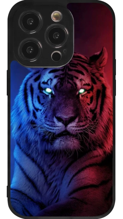 iPhone 14 Pro Case Hülle - Silikon schwarz Tiger Blue Red