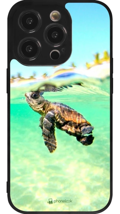 iPhone 14 Pro Case Hülle - Silikon schwarz Turtle Underwater